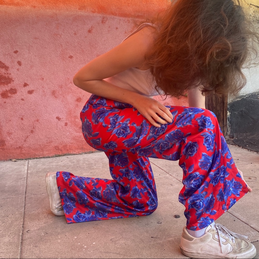 SATIN WIDE LEG ROSE PANTS - Picture 5 of 9